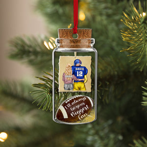 I'll Always Be Your Biggest Fan, Personalized Custom Shape Ornament, Football Couple Love Jars, Christmas Gift For Couple - Ornament - GoDuckee