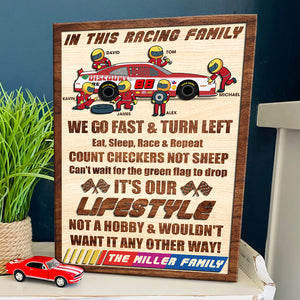 In This Racing Family We Go Fast And Turn Left Personalized Racing Layer Wood Art - Wood Sign - GoDuckee