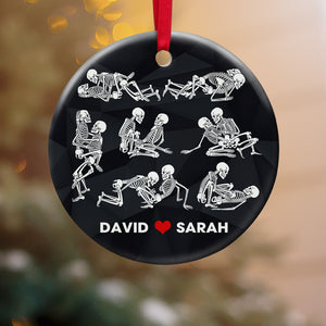 Funny Naughty Skeleton Couple Personalized ceramic Ornament, Christmas Gift For Couple - Ornament - GoDuckee