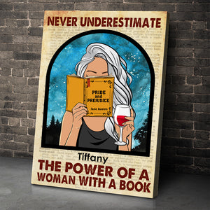 Personalized Reading Woman Poster - Never Underestimate The Power, Book & Wine - Poster & Canvas - GoDuckee