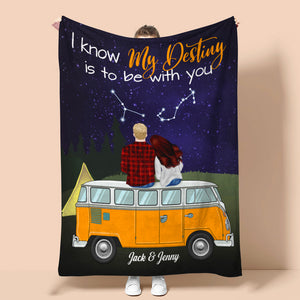 Personalized Camping Zodiac Couple Blanket - I Know My Destiny Is To Be With You - Blanket - GoDuckee