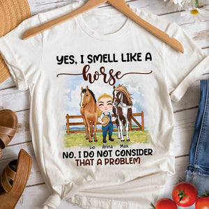 Yes I Smell Like A Horse Personalized Shirt, Gift For Farmer, Farmer's Chibi Horse Shirt - Shirts - GoDuckee
