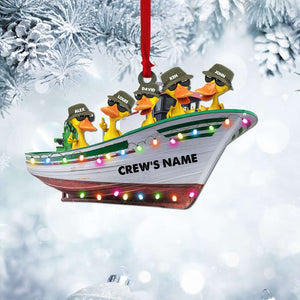 Fisherman Crew Duck - Personalized Christmas Ornament - Ornament - GoDuckee