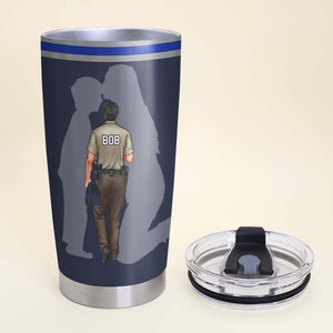 Behind Every Police Officer Is A Mom Who Believed In Him First, Personalized Tumbler, Gift For Police Officer - Tumbler Cup - GoDuckee