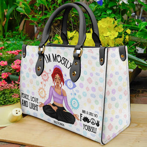 I'm Mostly Peace Love And Light Personalized Yoga - Leather Bag - GoDuckee