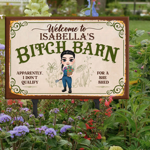 Apparently I Don't Qualify For A She Shed, Personalized Metal Sign, Gift For Gardening Girl - Metal Wall Art - GoDuckee