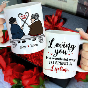 Loving You is A Wonderful Way to Spend A Lifetime, Personalized Couple Mug - Coffee Mug - GoDuckee