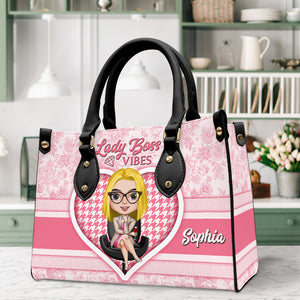 Personalized Office Girl Boss Leather Bag, Lady Boss Vibes - Leather Bag - GoDuckee