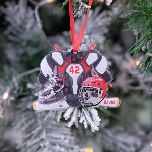 Hockey Gear Personalized Acrylic Ornament, Christmas Tree Decor for Hockey Players - Ornament - GoDuckee