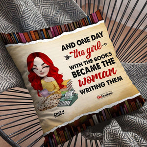 Personalized Write-Author Pillow - And One Day The Girl With The Books - Pillow - GoDuckee