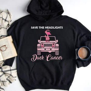 Save The Headlights - Custom Shirts - Gifts for Breast Cancer Fighters - Pink Duck Wearing Sunglasses - Shirts - GoDuckee