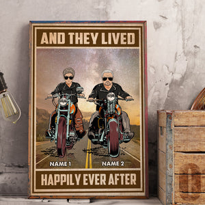 Personalized Biker Couple Poster - And They Lived Happily - Marriage Chapter - Poster & Canvas - GoDuckee