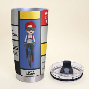 Personalized Cycling Girl Tumbler - It Never Gets Easier You Just Go Faster - Tumbler Cup - GoDuckee