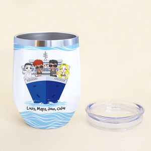 Personalized Cruising Friends Wine Tumbler - A Wave From It All - Wine Tumbler - GoDuckee