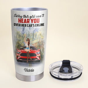 Personalized Sport Car Tumbler - Sorry This Girl Can't Hear You - Tumbler Cup - GoDuckee