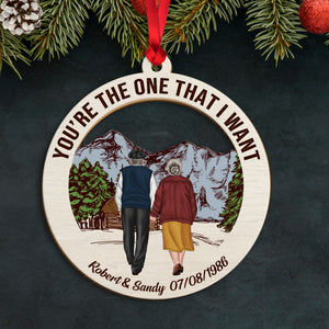 You're The One That I Want, Personalized Old Couple Wood Ornament, Christmas Gift - Ornament - GoDuckee