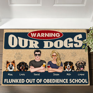 Family Our Dogs Flunked Out Of Obedience School - Personalized Doormat - Doormat - GoDuckee