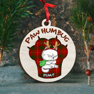 Grumpy Cat - Paw Humbug - Personalized Wood Ornament - Funny Christmas Gift For Cat Lover - Ornament - GoDuckee