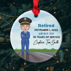 Personalized Pilot Circle Ceramic Ornament, Christmas Gift For Pilot - Ornament - GoDuckee