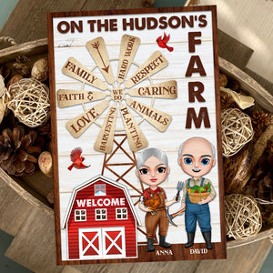 Hard Work Respect Caring Personalized Farmer Layered Wood Sign Stand, Gift For Elder Couple - Wood Sign - GoDuckee