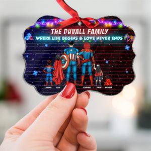 Where Life Begins And Love Never End Personalized Medallion Acrylic Ornament, Christmas Gift For Family - Ornament - GoDuckee