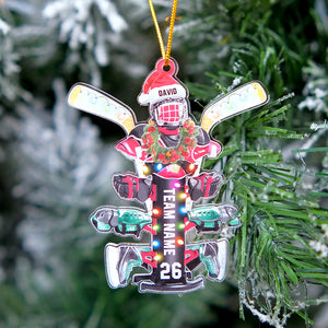 Personalized Hockey Drying Rack Ornament, Christmas Tree Decor for Ice Hockey Players - Ornament - GoDuckee