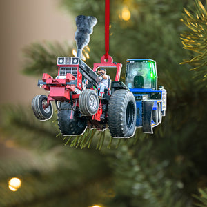 Custom Photo Tractor Pulling Ornament, Christmas Tree Decor, Gift For Motorsport Lovers - Ornament - GoDuckee