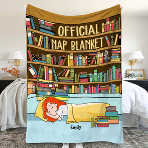 For Book Lover - Personalized Cartoon Sleeping Girl - Official Nap Blanket - Blanket - GoDuckee