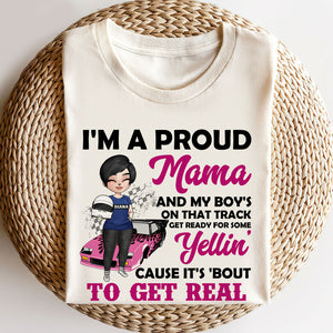 Racing Girl Mother's Day I'm A Proud Mama And My Boy's On That Track Personalized Shirt Gift For Loved Ones - Shirts - GoDuckee
