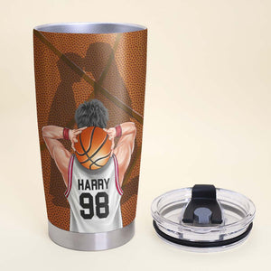 Behind Every Basketball Player Is A Mom Who Believed In Him First, Personalized Tumbler - Tumbler Cup - GoDuckee