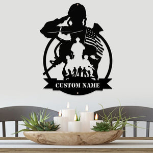 Home of The Free Because of The Brave, Personalized Metal Sign, Military Gifts - Metal Wall Art - GoDuckee