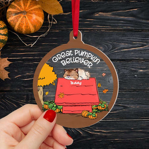 Sleeping Dog & Cat, Great Pumpkin Believer, 2 Layered Mix Ornament, Christmas Gift - Ornament - GoDuckee