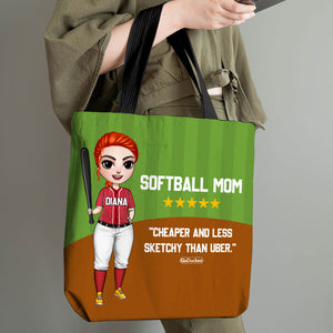 Softball Mom Less Sketchy Than U.ber Personalized Tote Bag - Tote Bag - GoDuckee