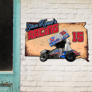 Custom made 4th of July racing metal sign with your favorite racecar photo - Metal Wall Art - GoDuckee