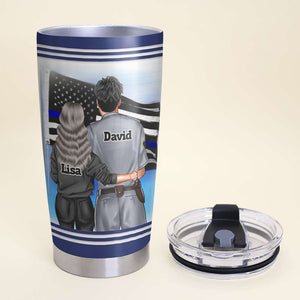 Personalized Police Couple Tumbler Cup - India Lima Oscar Victor Echo - Tumbler Cup - GoDuckee