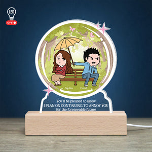 Continuing To Annoy You, Personalized Couple 3D Led Light Wooden Base - Led Night Light - GoDuckee