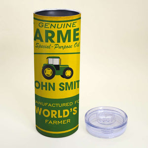 Farmer Manufactured For The World's Best Farmer Custom 20oz Skinny Tumbler - Tumbler Cup - GoDuckee
