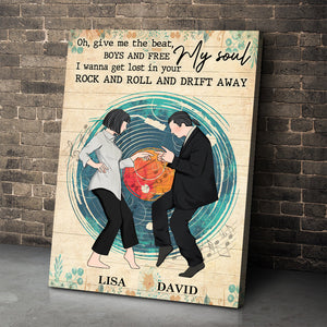 Personalized Dancing Couple Poster - Give Me The Beat - Vinyl Record Background - Poster & Canvas - GoDuckee