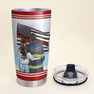 Personalized Firefighter Couple Tumbler - To My Wife I Am Thankful You Choose To Love Me - Tumbler Cup - GoDuckee