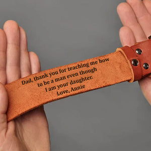 Dad Thanks For Teaching Me How To Be A Man, Personalized Men's Belt, Father's Day Gift, Birthday Gift For Dad - Belts - GoDuckee