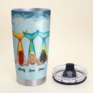 Personalized Mermaid Sisters Tumbler - Girls Be Beachin' All Day Long - Tumbler Cup - GoDuckee