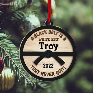 A Black Belt Is A White Belt That Never Quit Personalized Karate Ornament, Christmas Tree Decor - Ornament - GoDuckee