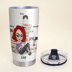 One Upon A Time, A Girl Who Really Loved Books & Cats - Personalized Tumbler - Gift For Cat Lover, Cat Mom - Tumbler Cup - GoDuckee