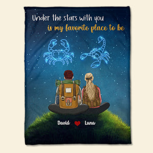 Personalized Zodiac Hiking Couple Blanket - Under The Stars With You - Blanket - GoDuckee