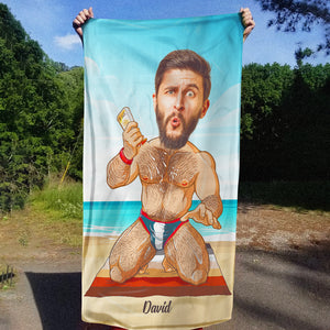 Body's Man With Beach Background - Custom Photo Beach Towel - Beach Towel - GoDuckee