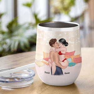Luckily For Me Your Personality Is As Fine As Your Ass Personalized Tumbler Cup, Couple Gift - Wine Tumbler - GoDuckee