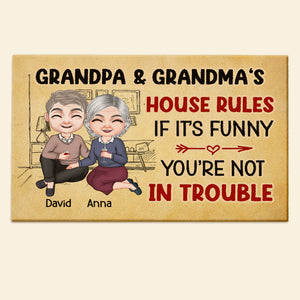 If It's Funny You're Not In Trouble - Personalized Grandparent Doormat, Gift For Family - Doormat - GoDuckee