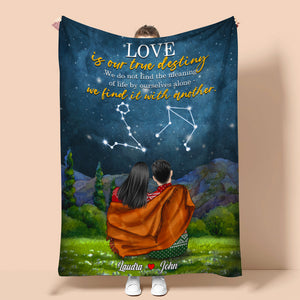 Personalized Zodiac Couple Blanket - Love Is Our True Destiny - Blanket - GoDuckee