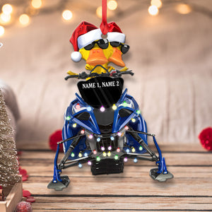 Snowmobile Christmas Ornament - Personalized Duck Christmas Gift For Couple - Ornament - GoDuckee