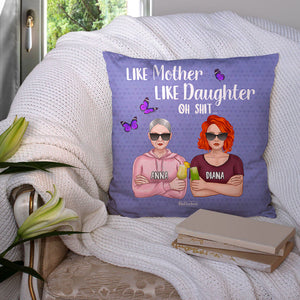 Like Mother Like Daughter - Personalized Pillow - Mother's Day Gifts For Mom - Purple Butterfly - Pillow - GoDuckee
